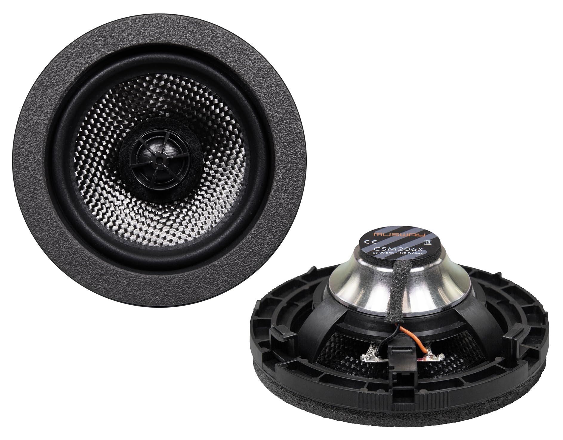 Musway CSM206X - 10cm 2-Wege Koaxial -Lautsprecher kompatibel mit Mercedes Benz C-Klasse (W206) | 1 Paar