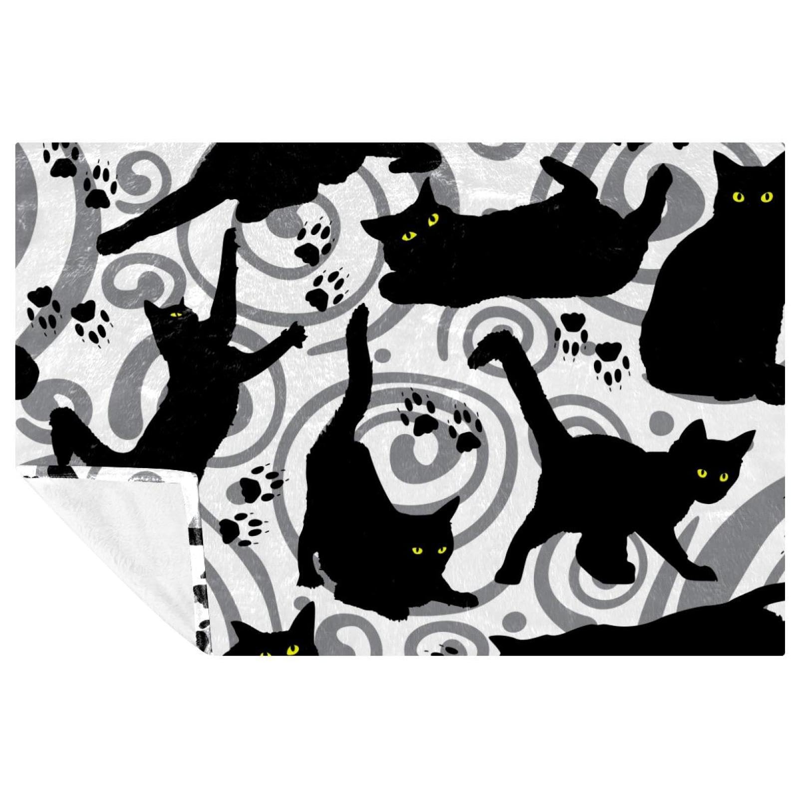 Plaid plaid chat noir chaud pour lit canapé pique-nique et camping