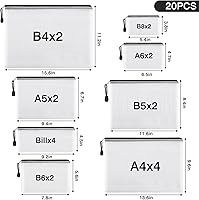 Vista 2 de EOOUT 20 bolsas de malla con cremallera, 8 tamaños, resistentes al agua, bolsas de almacenamiento transparentes de plástico para viajes, oficina