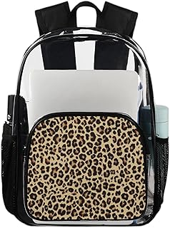 Mochila transparente de leopardo, mochila resistente à água, pele de tigre, mochila transparente de PVC com alça de ombro reforçada para escola, trabalho, viagens, Multicor