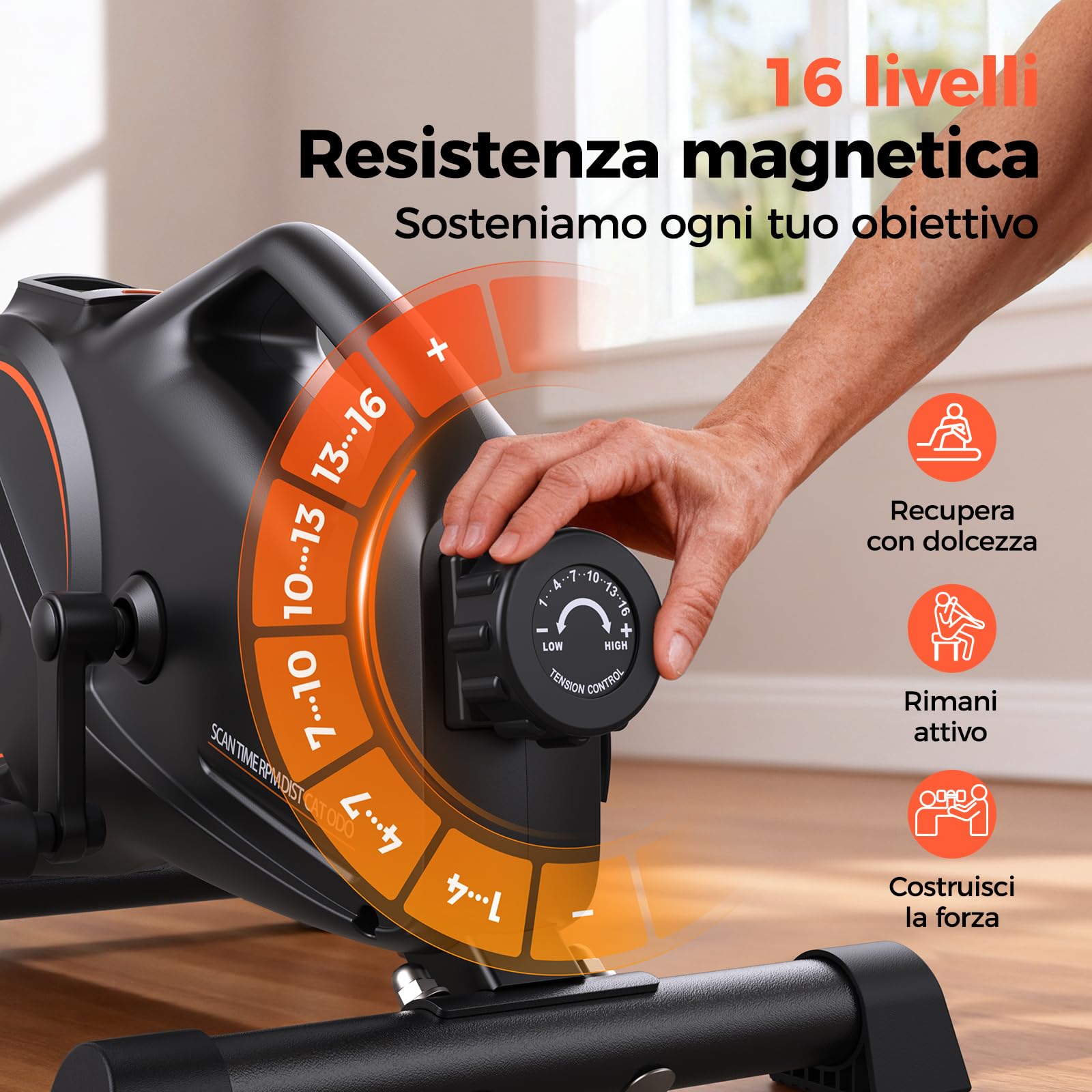 YOSUDA Cyclette da Seduta, Mini Cyclette con 2 Fasce di Resistenza e Tappetino Antiscivolo, Pedaliera per Anziani, Funzionamento Silenzioso, Portatile, Adatto per L'uso Domestico e in Ufficio