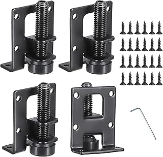 OwnMy 4 Packs Adjustable Furniture Leveling Feets L Shaped Furniture Levelers Legs, Heavy Duty Furniture Mounting Brackets Metal Leveling Feet for Workbench Cabinet Wardrobe, 2.2" H, Black