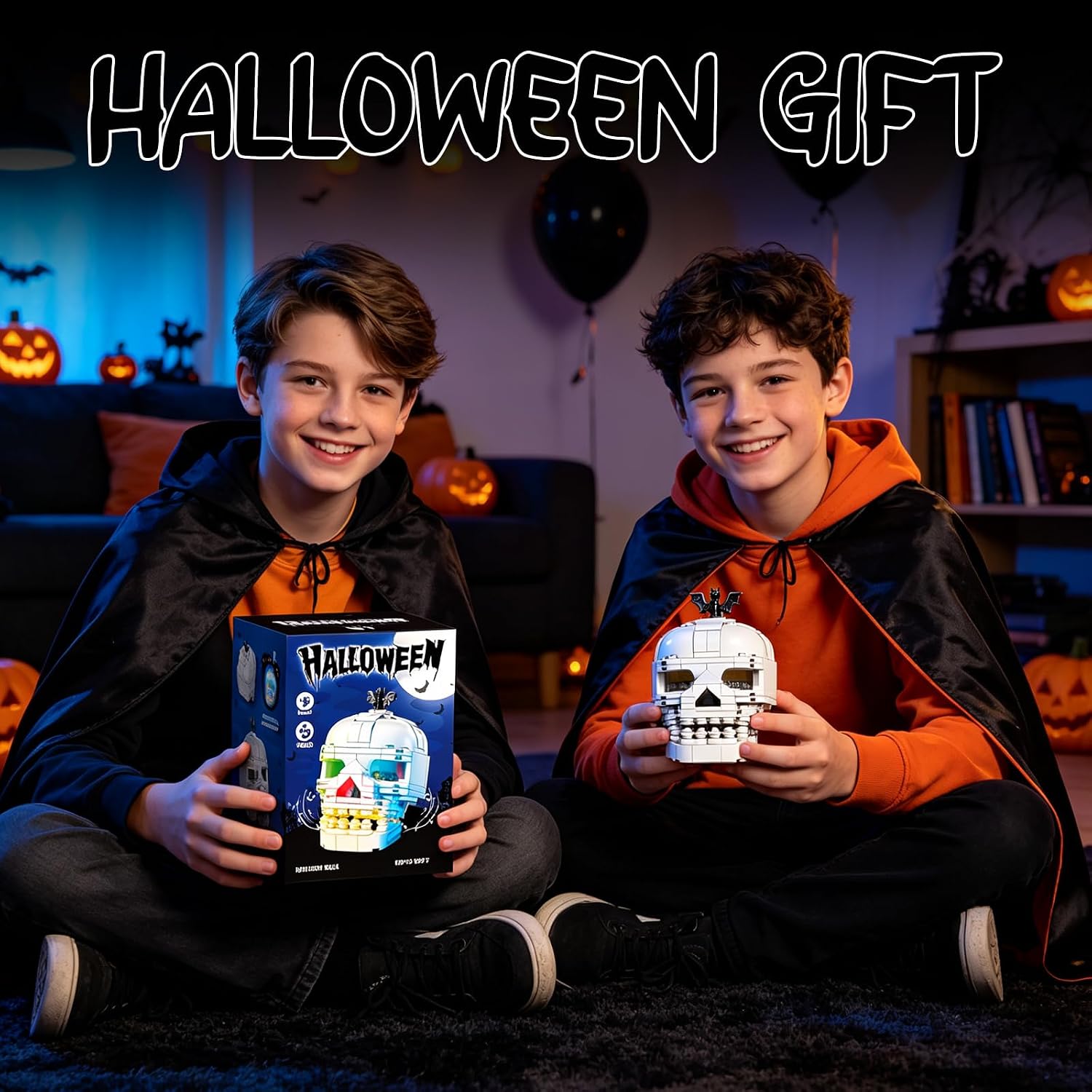 Skull Building Set, Horror Skull Themed Kit with Lights and Music, DIY Gothic Gift for Halloween Birthday (150 PCS) image 3