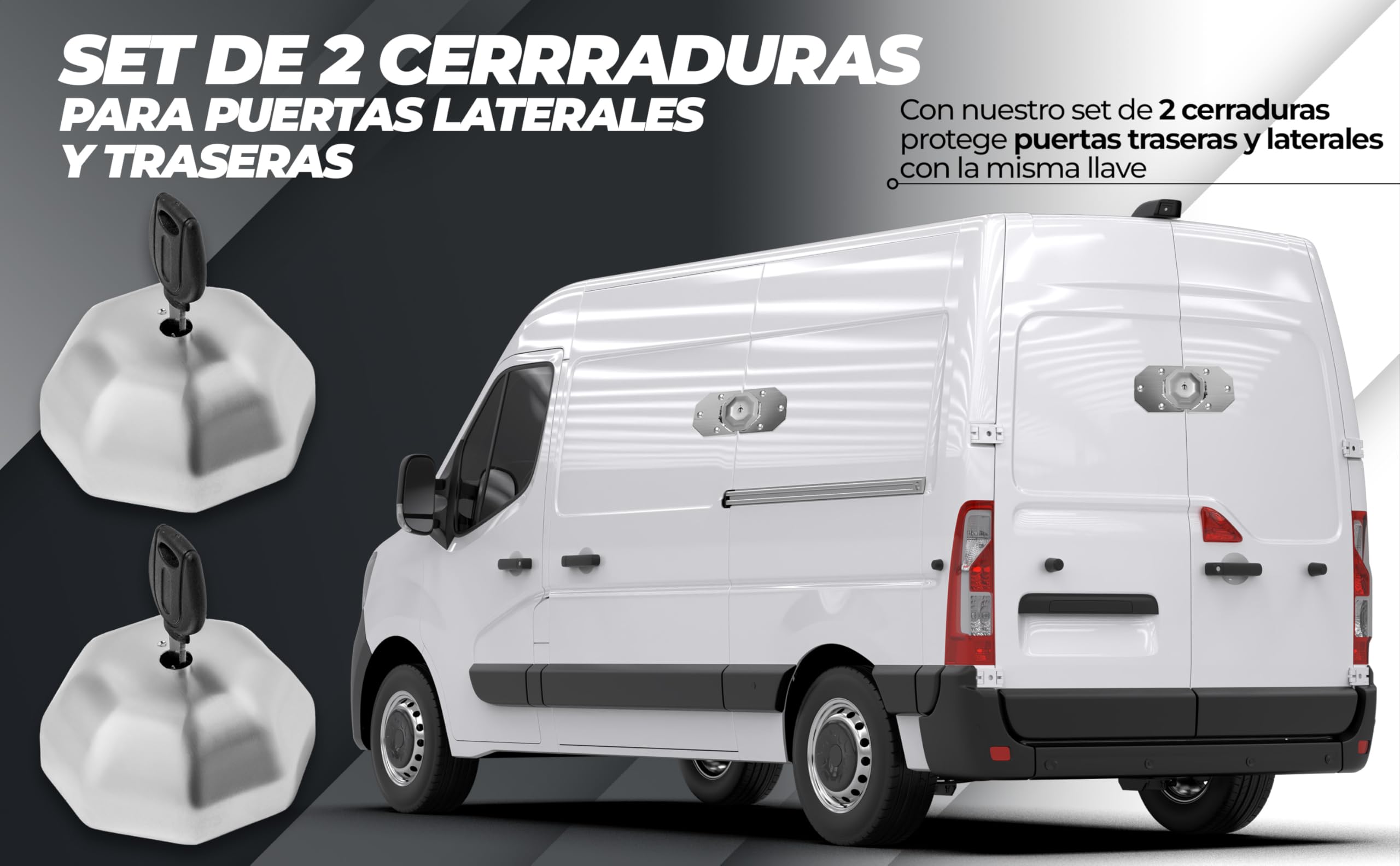 (Dos Unidades) Cerradura de alta resistencia - Cerradura furgoneta - Cerradura seguridad - Candado furgoneta - Cierre seguridad - Antirrobo coche