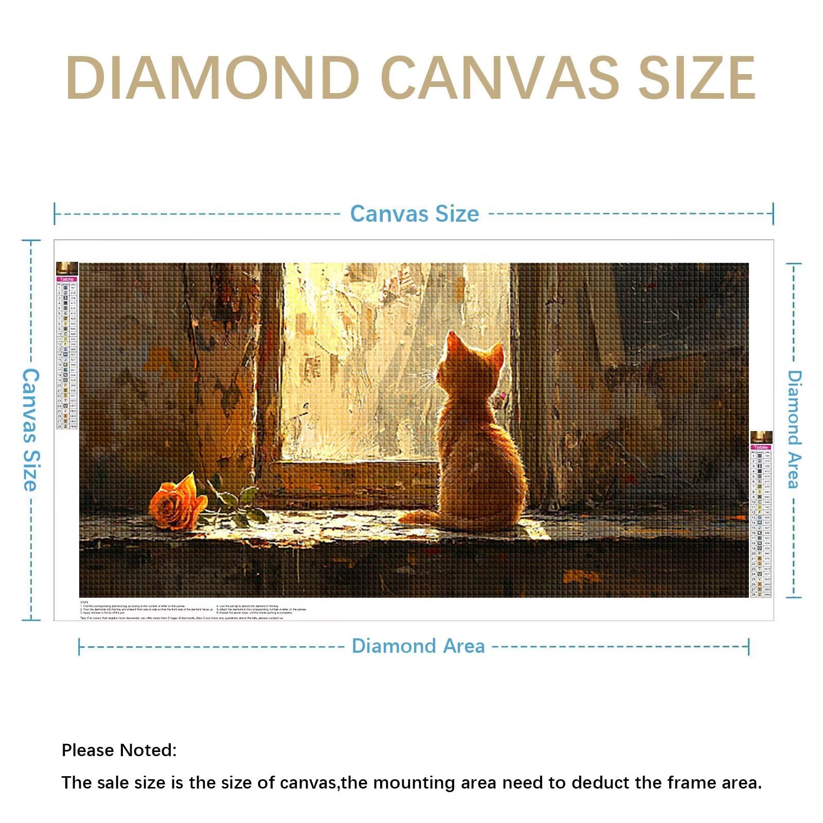 Diamond Painting Adultos Gato Pintura Diamante, Flor Diamond Painting 5D Completo, DIY Cuadrado Cristal Bordado Punto de Cruz Cuadros de Diamantes para Decoracion Hogar, Regalo Mujer 160x80cm 0J-834