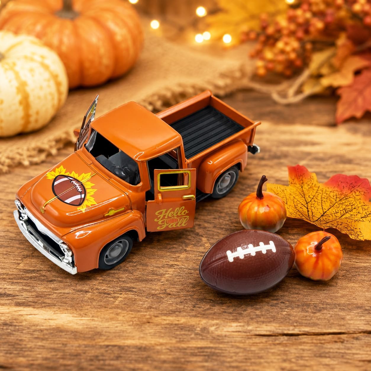 Vintage Fall Decor - Fall Decorations for Home - Fall Truck with Football, Pumpkins and Maple Leaves - Thanksgiving Decoration For Table Centerpiece, Tiered Tray, Shelf, Mantel and Harvest Indoor image 2