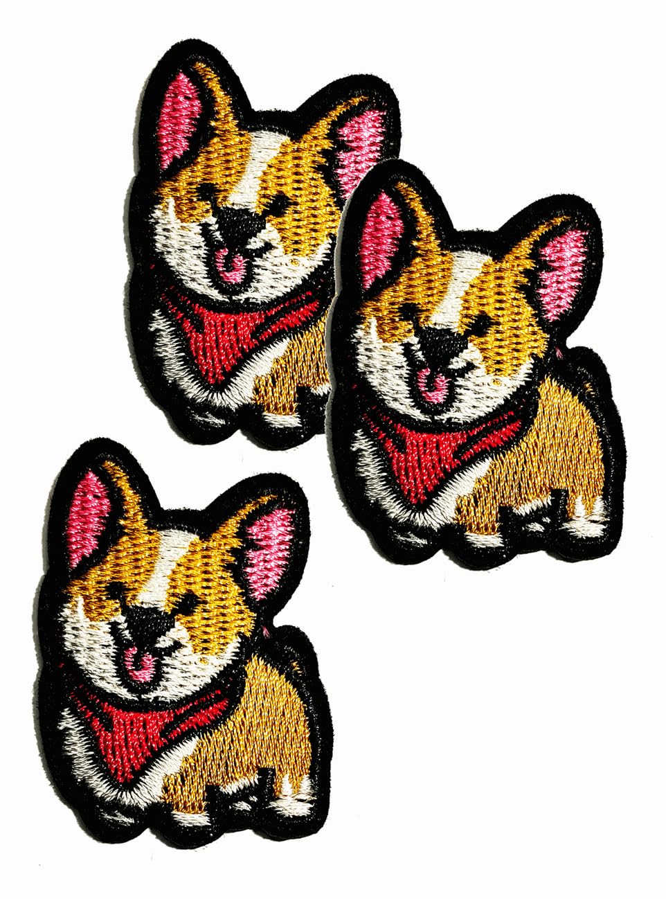 Mini Corgi Dog Embroidered Applique Iron On Sew On Patch Cartoon Puppy Sticker Craft Embroidery Iron On Sewing Clothing Jackets Jeans Sweatshirts Hats Bags Backpack (3 PCS.)