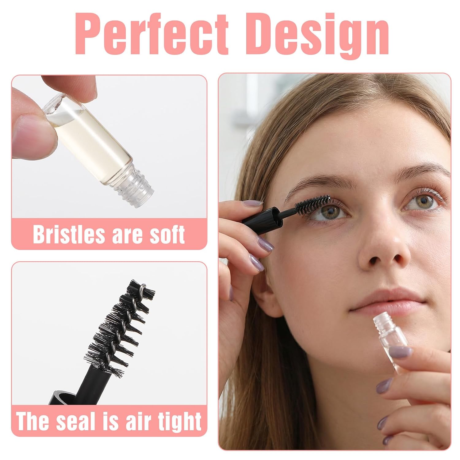 30Pcs Empty Mascara Tubes with Wand, 3ml Mascara Tubes Empty for Castor Oil, Mini Eyelash Cream Bottle with Brush Inserts, Small Sample Size Eyelash Growth packing Tube Container for Home Travel