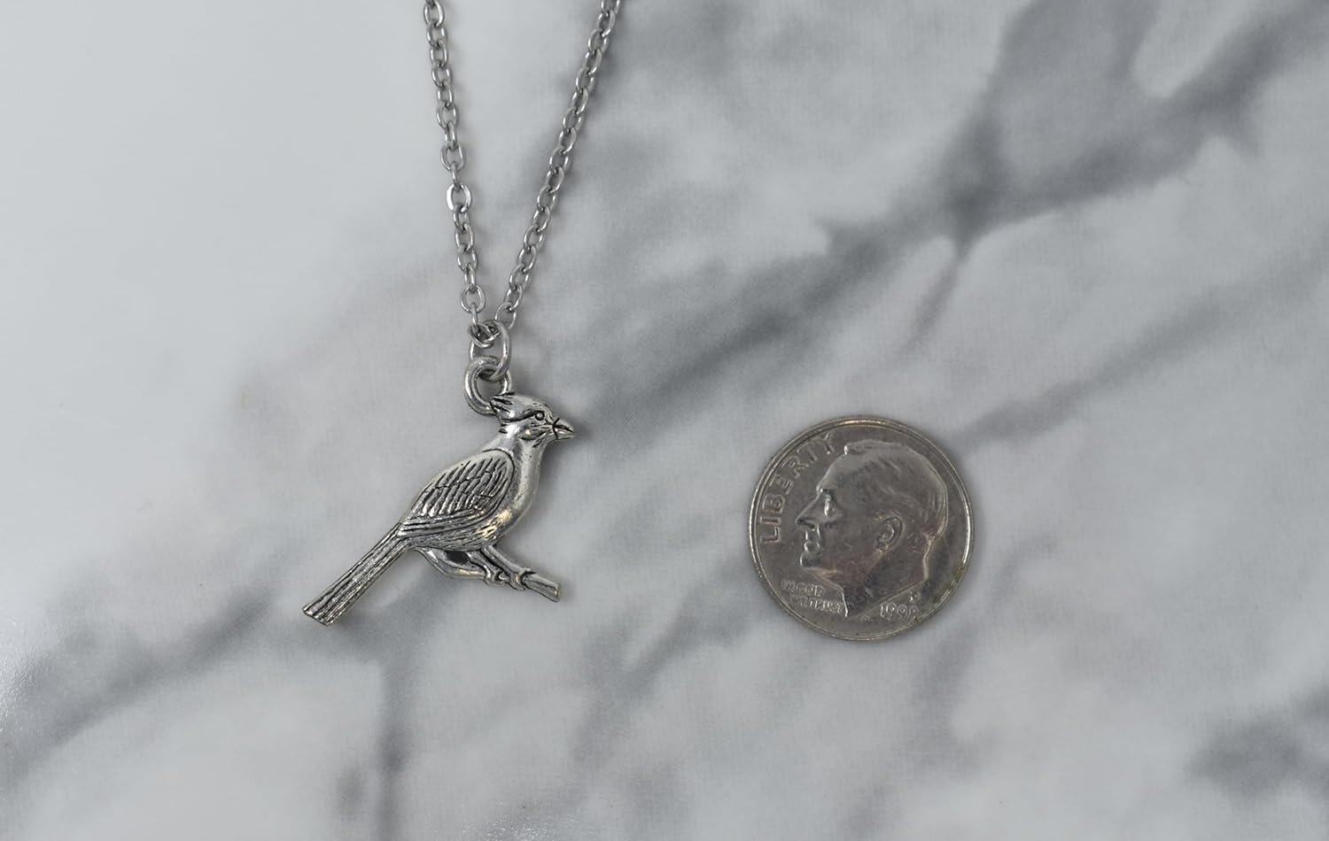 MOM & THREE DAUGHTERS Antique Pewter Cardinal Charm Necklace | 20" Stainless Steel Chain | Bereavement Gift | - Image 2
