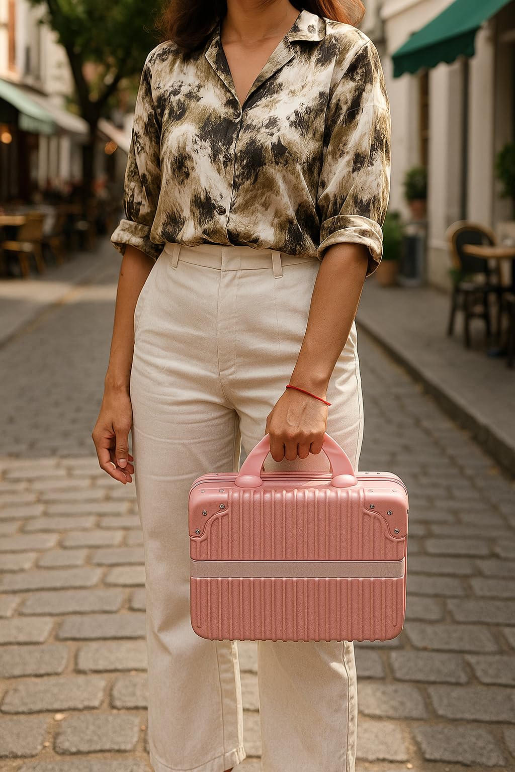 SUNBEET Makeup Case Suitcase, Mini Bag, Mini Hard Shell Travel Luggage, Women Portable Water Proof Carrying Suitcase, Organizer Bag, Small Hard Shell Cosmetic Luggage, Water Proof (Pink) 4