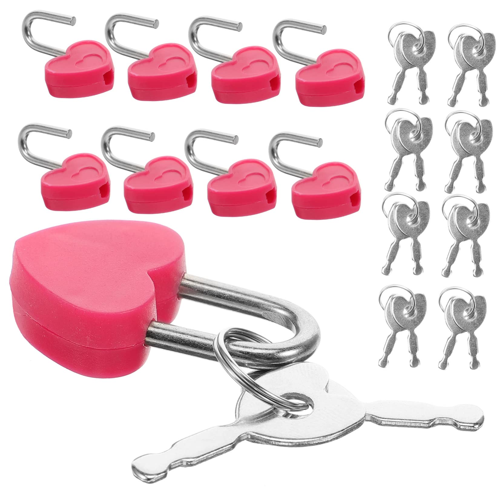 2 Mini Lucchetti A Forma Di Cuore Colorati Con Chiavi - Per Diari, Scatole, Armadietti - 3