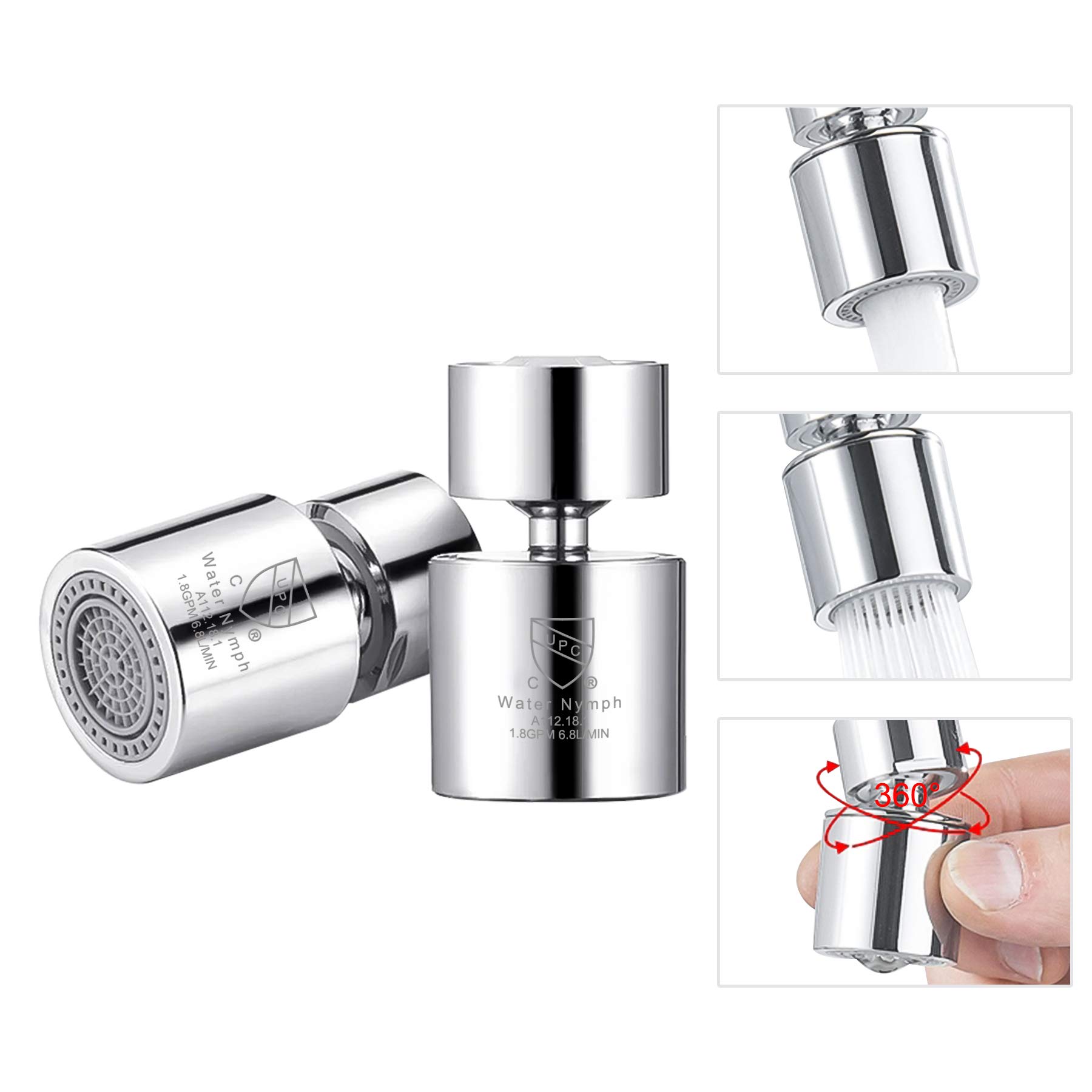 Buy 2 Pack Waternymph NSF Certified Kitchen Sink Aerators, DualFlow