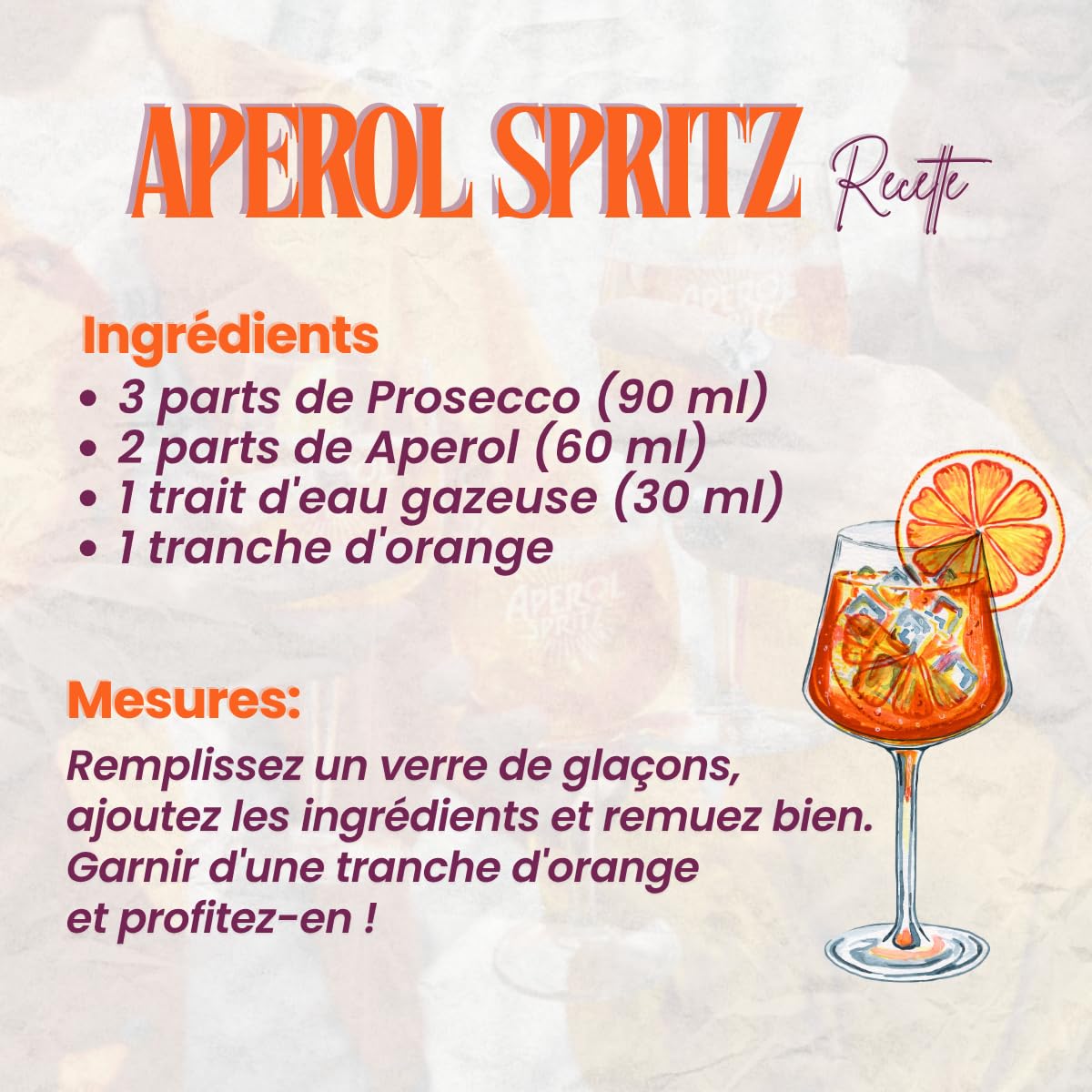 Aperol Lot de 6 verres à whisky 450 ml