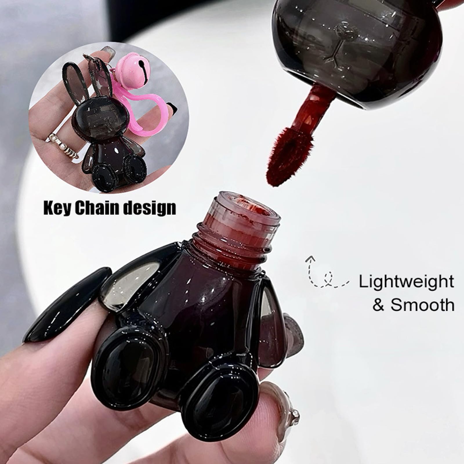 Juego de 3 brillos de labios hidratantes de conejo, lápices labiales líquidos de gelatina, brillo de labios brillante, lindo brillo de labios, aceite para rellenar labios, acabado de vidrio 8