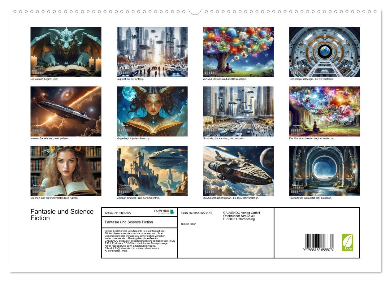 Fantasie und Science Fiction (hochwertiger Premium Wandkalender 2026 DIN A2 quer), Kunstdruck in Hochglanz: Science-Fantasy verbindet die Magie ... ferner Zivilisationen. (CALVENDO Technologie)