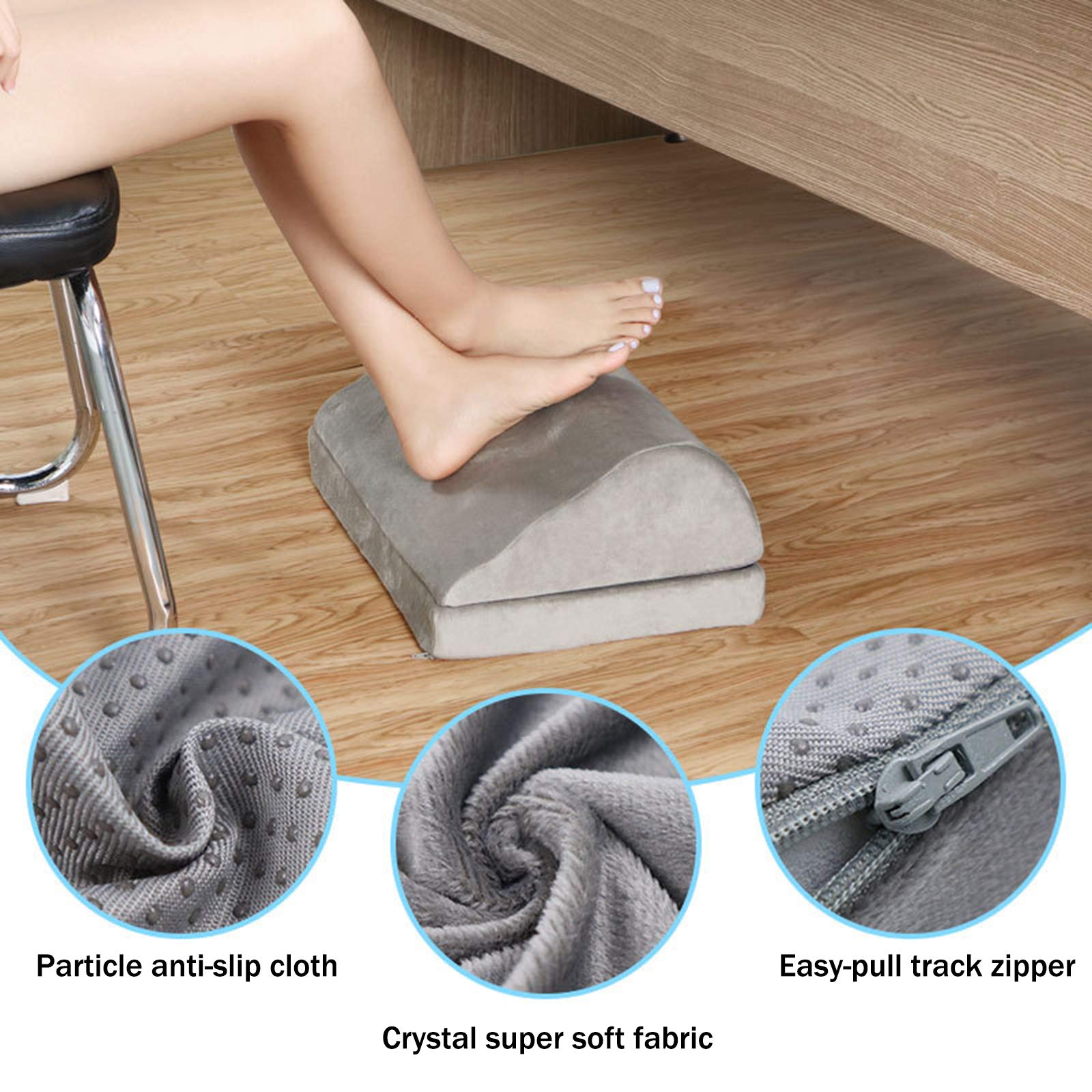 AIZYR Cojín Ergonómico para Reposapiés - Reposapiés De Oficina -Reposapiés De Oficina Debajo del Escritorio con Altura Regulable para Soporte Adicional para Las Piernas,Gris