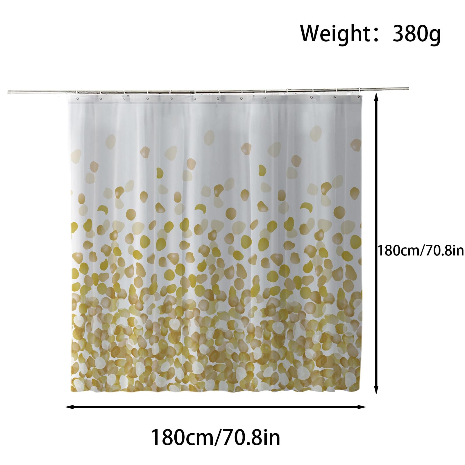 FAIRYGATE Outdoor Shower Curtain Waterproof Polyester Fabric Bathroom Shower Curtains Hotel Shower Curtain Waterproof Anti-Bacterial Polyester Mildew Resistant 180 x 180 cm B8413 - Image 2