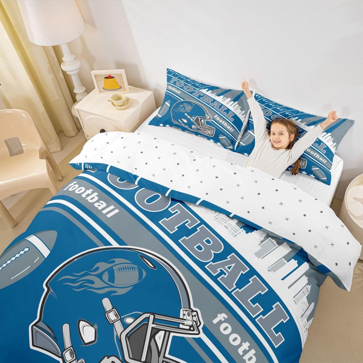 Feelyou Football Duvet Cover Full Size Boys Girls Rugby Sports Bedding Set Microfiber Women Men Football City Comforter Cover Sports Theme Bedclothes