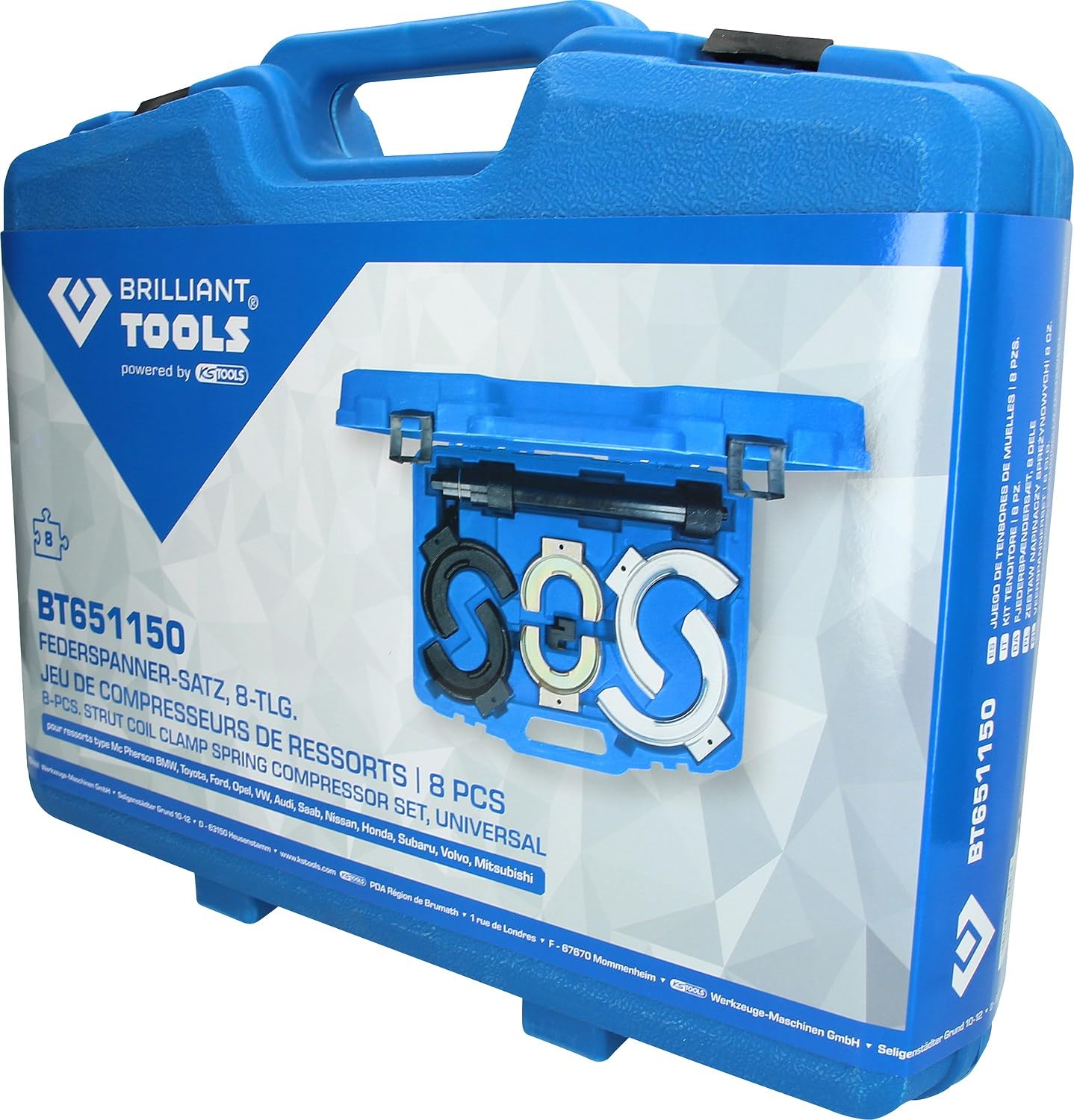 BRILLIANT TOOLS BT651150 Juego de tensores de muelles, 15 pzs [Powered by KS TOOLS]