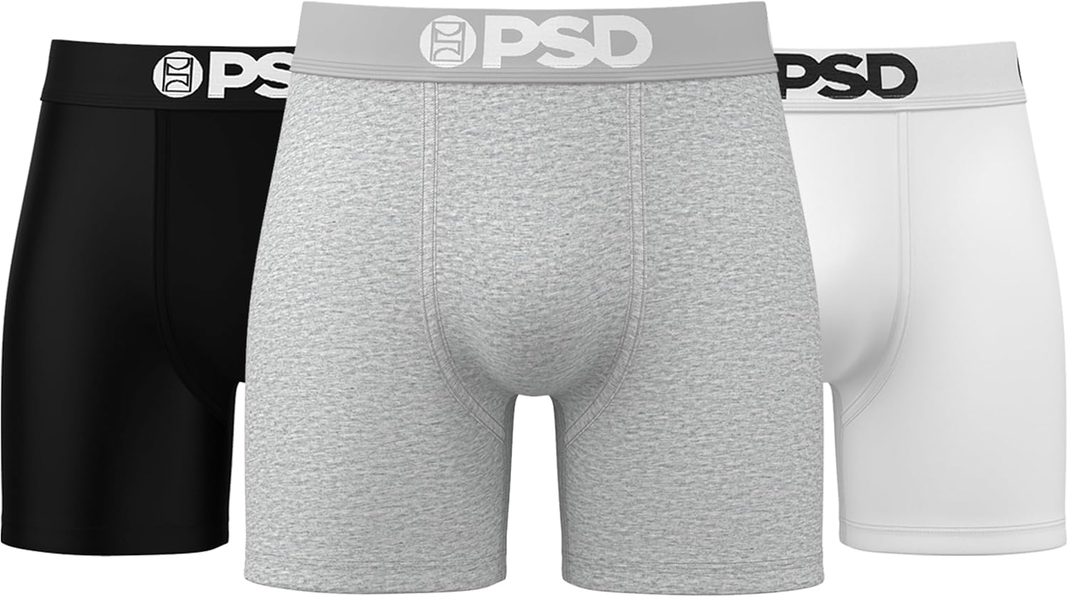 PSD Underwear Mens Boxer Briefs - 3 & 6 Pack, Mid & Standard Length, Soft & Breathable Boxer Briefs for Men