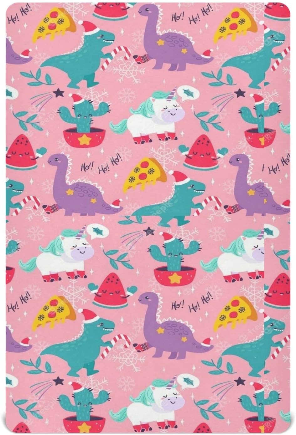 Pink Cute Dinosaur Floral Baby Crib Sheets Fitted Crib