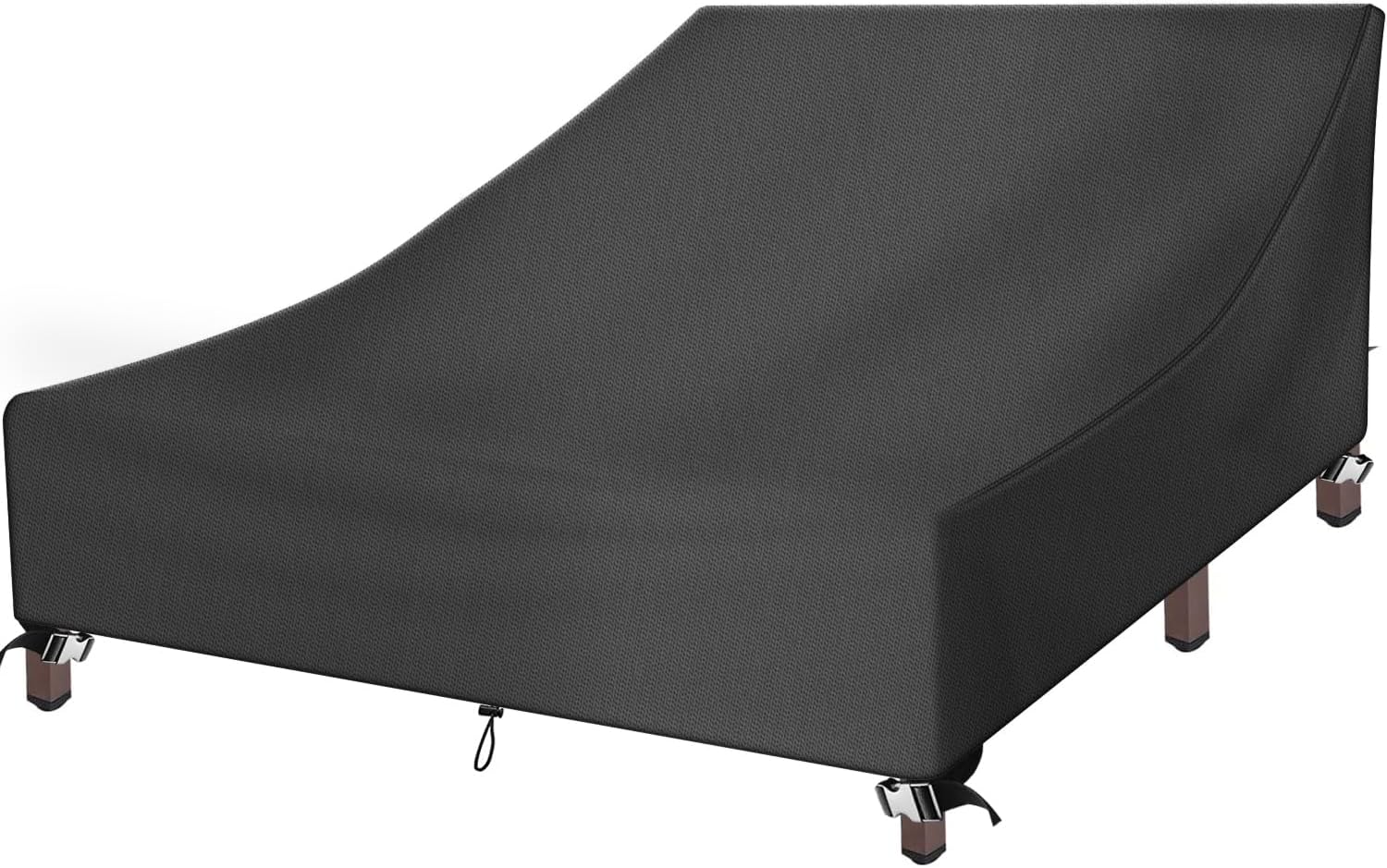 Double Chaise Lounge Cover, 420D Oxford Chaise Lounge Covers Outdoor Waterproof Protective Patio Double Wide Chaise Lounge Chair Dustproof Cover 82"L X 58"W X 34"H, Black