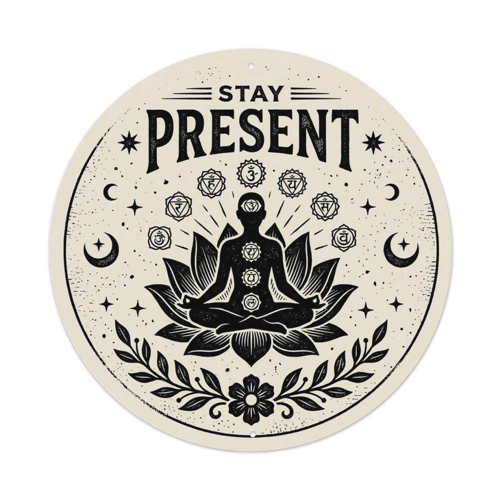 Zen Flower Meditation Den Present Mind Metal Tin Sign