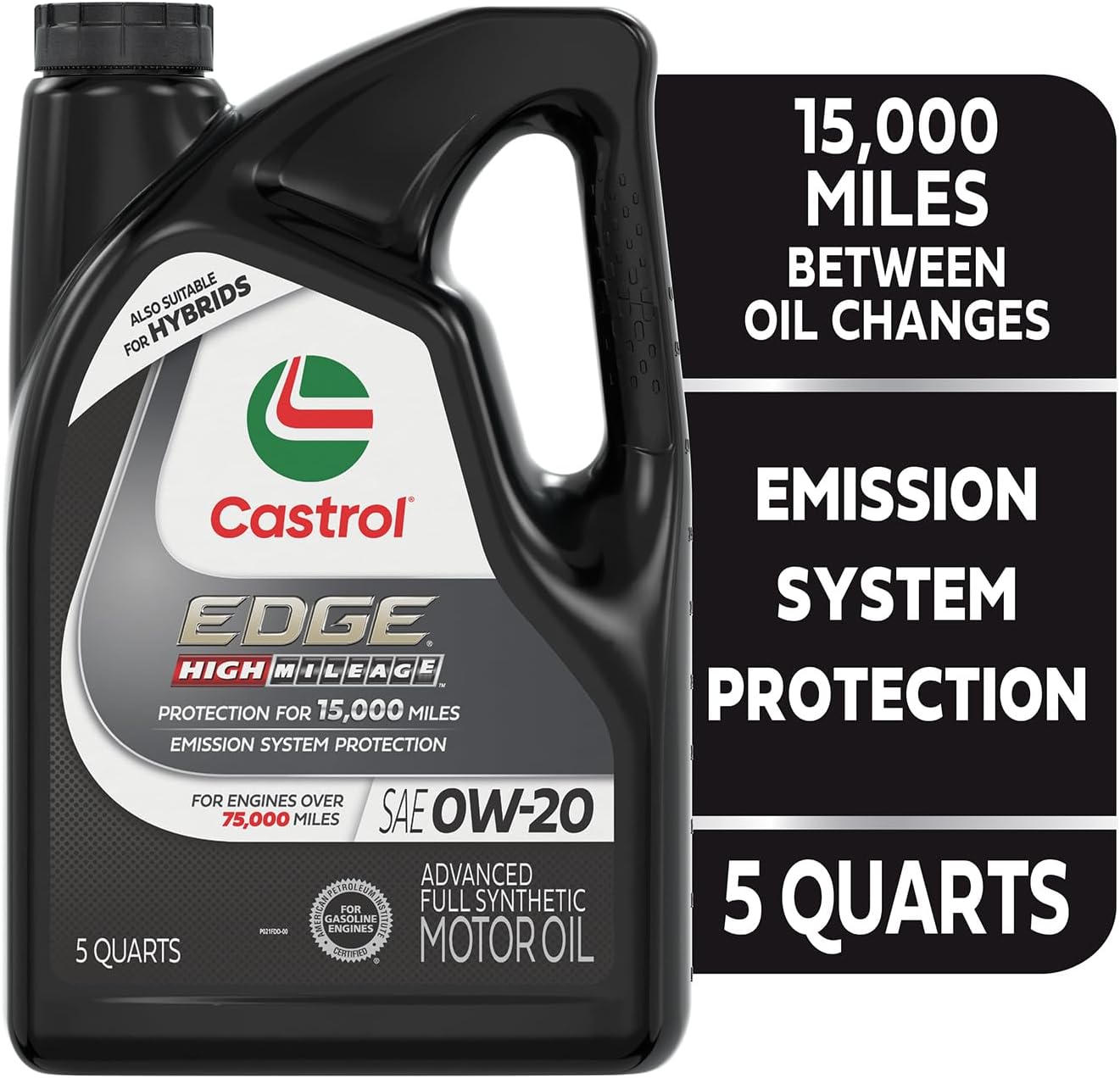 Castrol Edge High Mileage 0W-20 Advanced Full Synthetic Motor Oil, 5 Quarts 3 7101OnN 7bL. AC SL1500