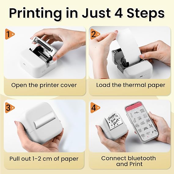 Print Pods Mini Sticker Printer, Sticker Printer, Mini Printer for Study Notes, DIY, To-do List, Mini Thermal Printer Compatible with iOS & Android, M02L Print Pods Mini Printer for Students
