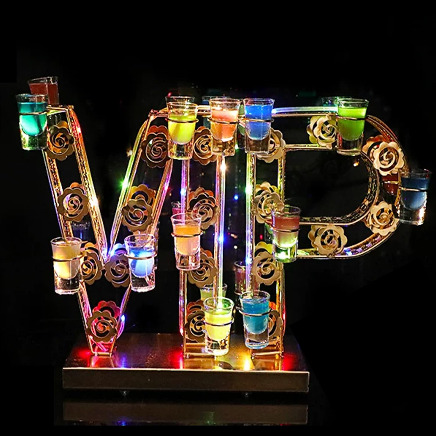Rechargeable LED Wine Glass Display Stand,Shot Glass Holder Display Stand H