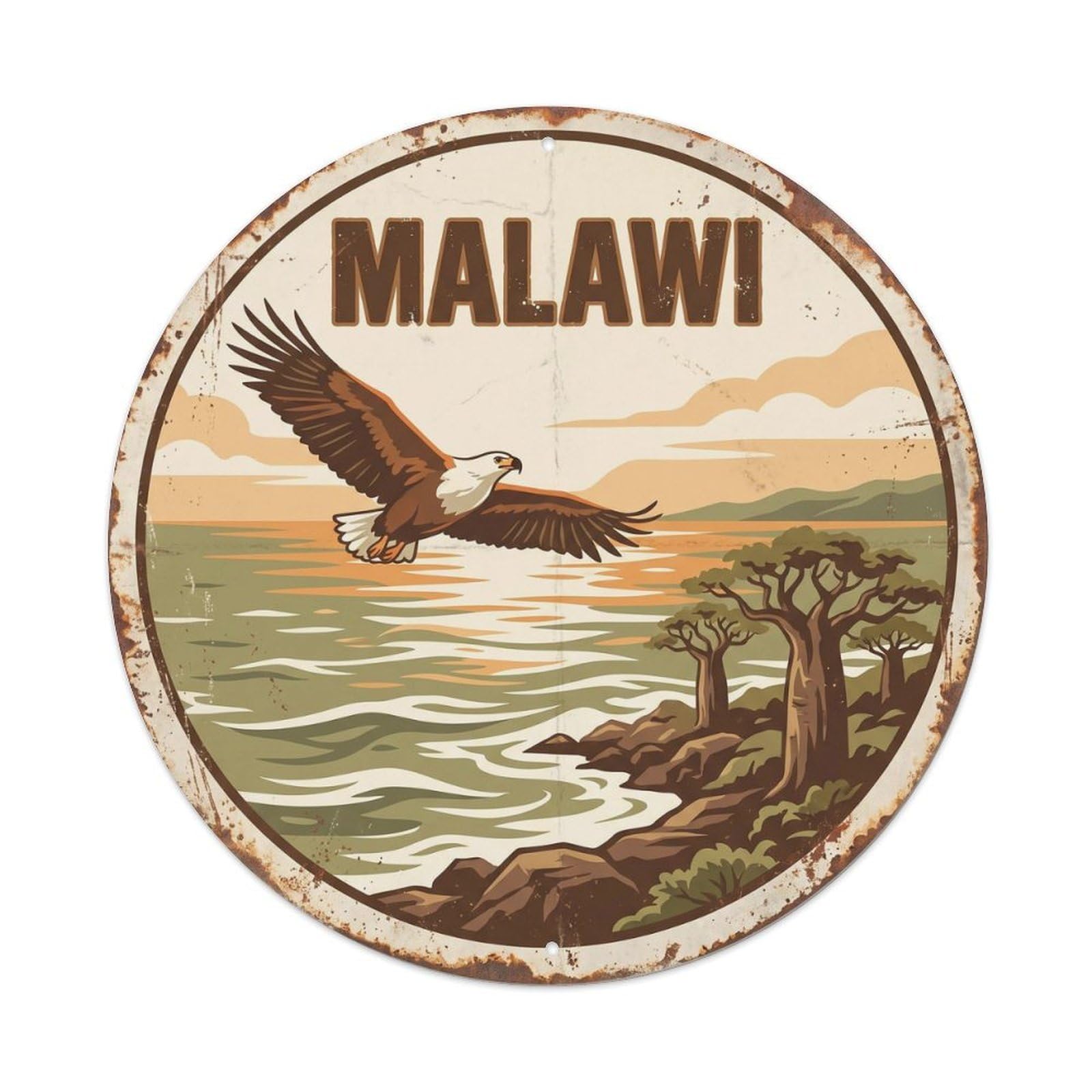 Malawi Fish Eagle Lake Malawi Metal Tin Sign