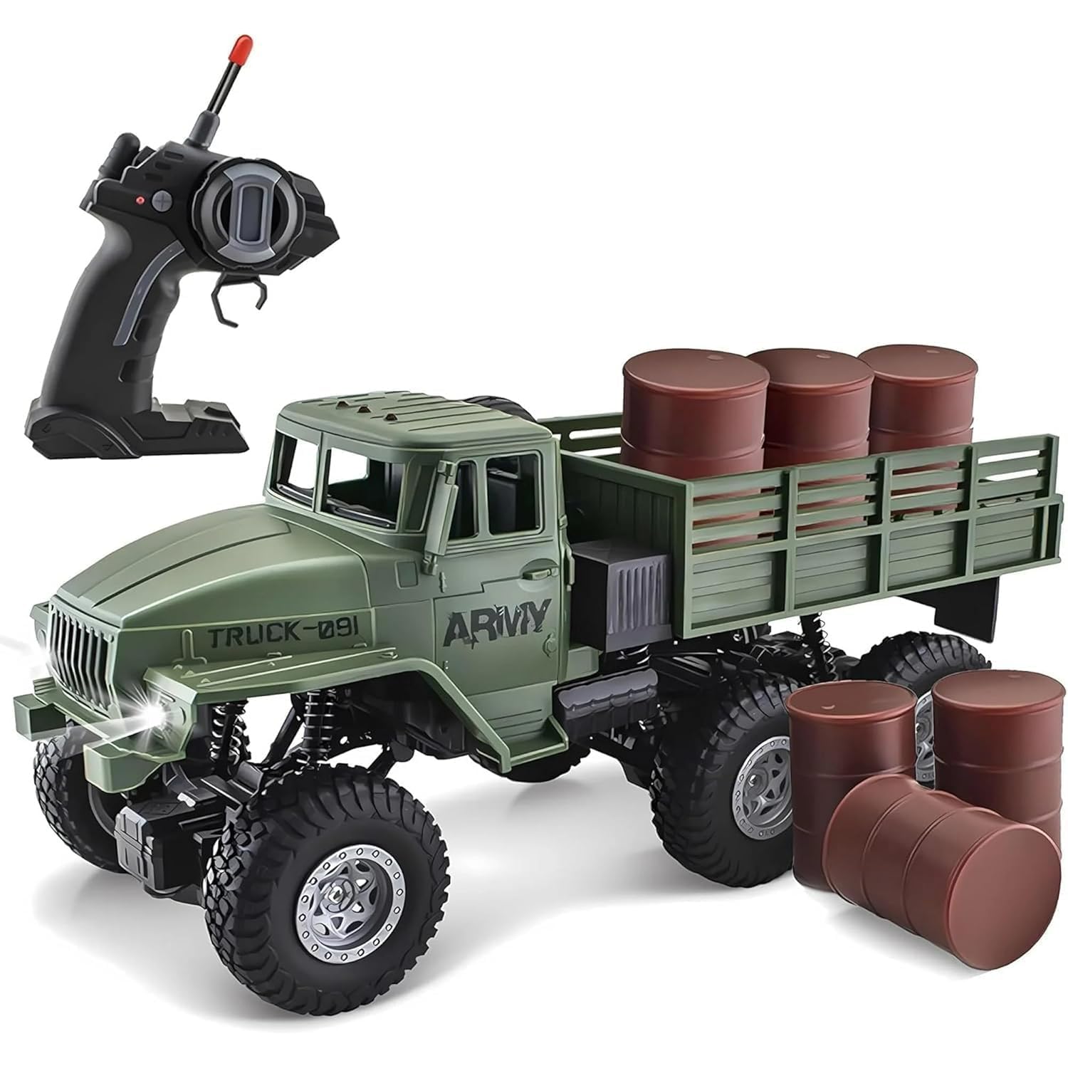 RC Military Truck 6x6 Road Remote Control Car 1/16 Scale Remote Control Truck 6WD All Terrain Rock Army Transport Vehicle Toy Vehicle for Kids Children Boy Gift-image-47