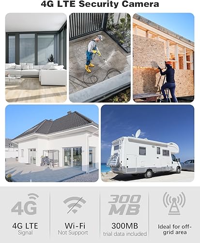 Miniatura 4 de Xega Cámara de seguridad celular 4G para interiores, tarjeta SIM incorporada, 2K sin cámara Wi-Fi, portátil, cámaras LTE con batería de 6000 mAh,