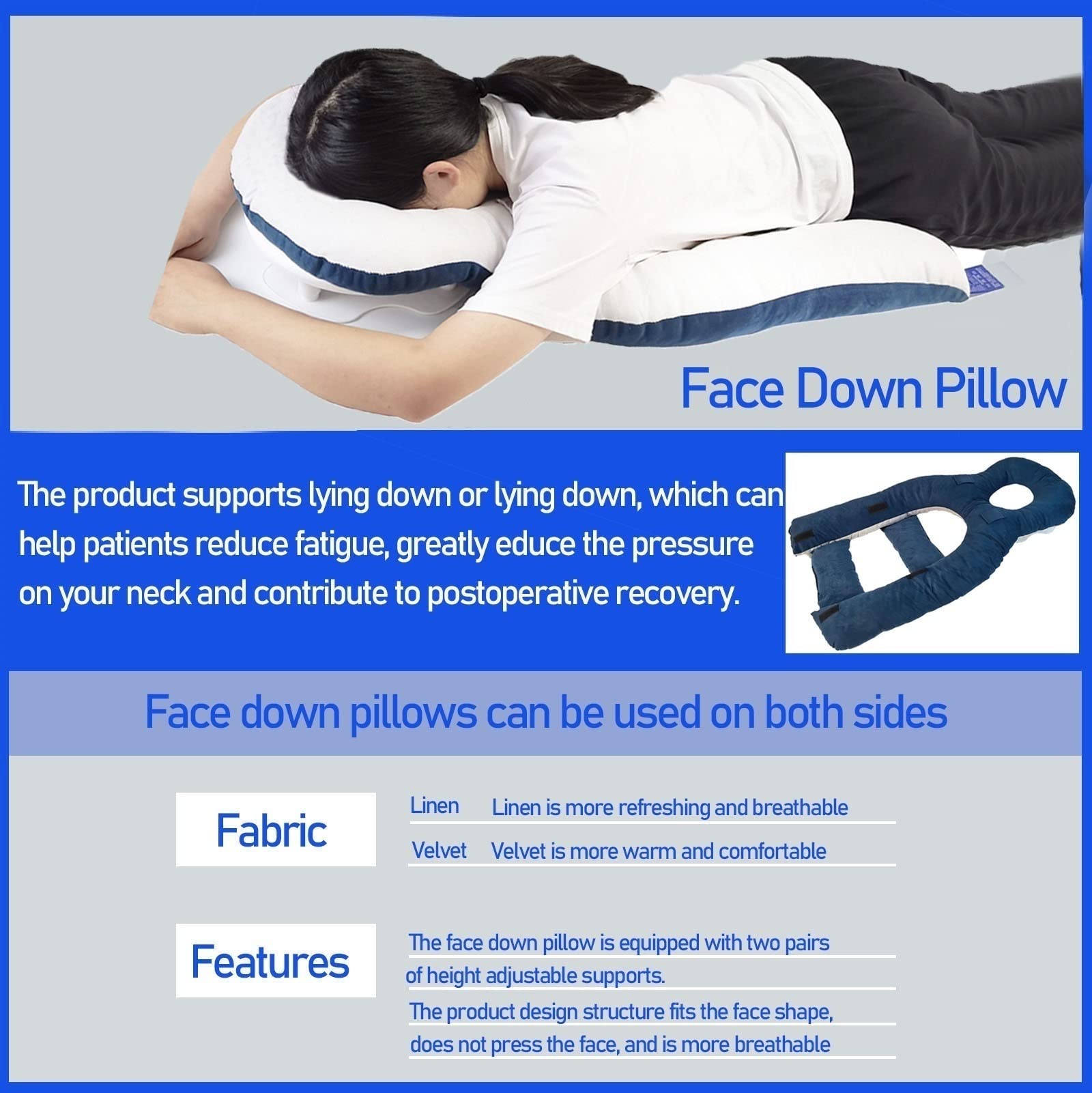HSOSK Face Down Pillow for Sleeping After Post Surgery Pillow, Eye Vitrectomy Recovery Equipment Face Down Prone Pillow, Macular Hole Retinal Detachment Lying Pillow