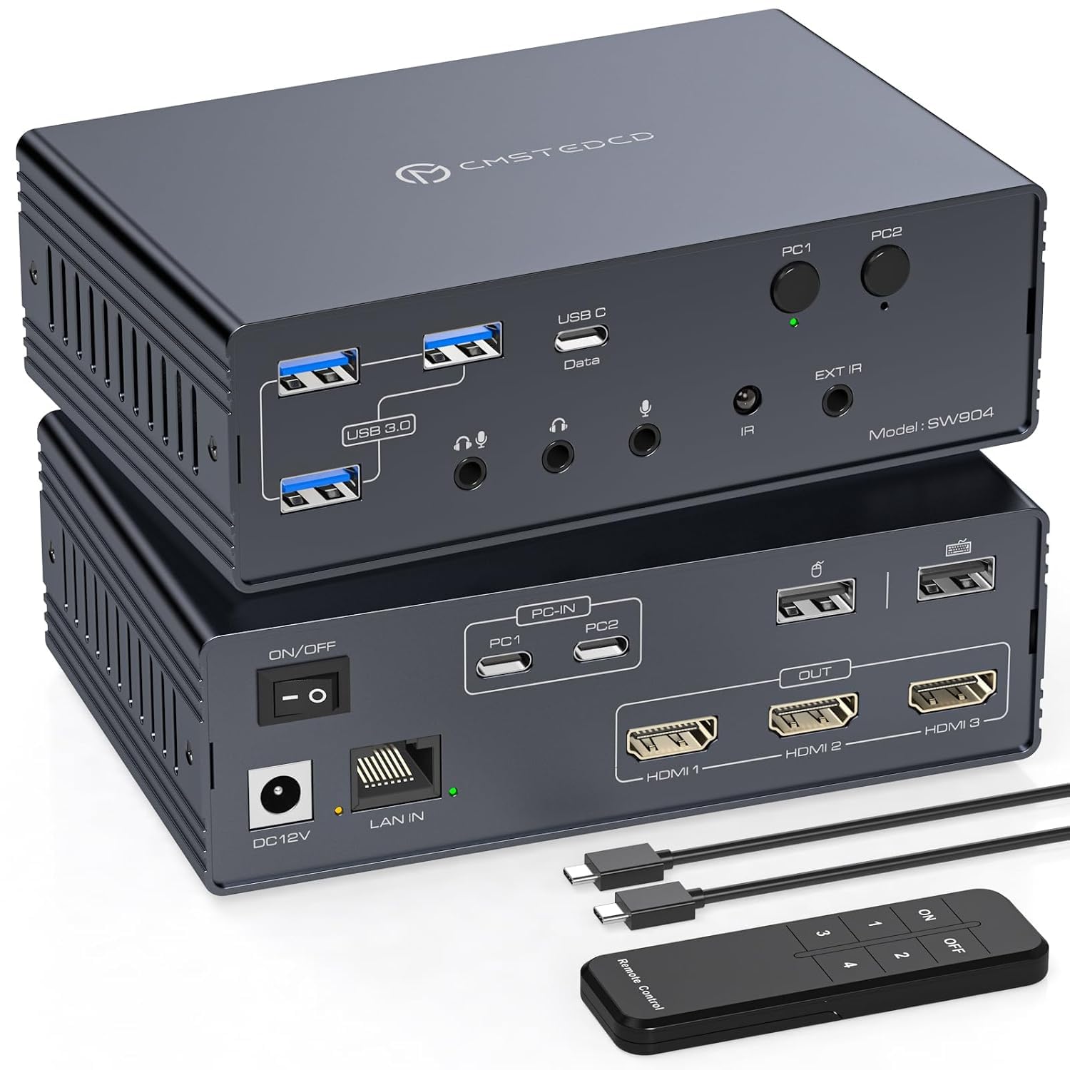 Thunderbolt 4 KVM Switch Docking Station for 3 Monitors 2 laptops/Macbooks Extended Triple 4K60Hz HDMI Display with Displaylink USB3.0/USB C, M1/M2/M3/M4 Mac/Windows/Chrome etc.with Audio and Ethernet-image-5