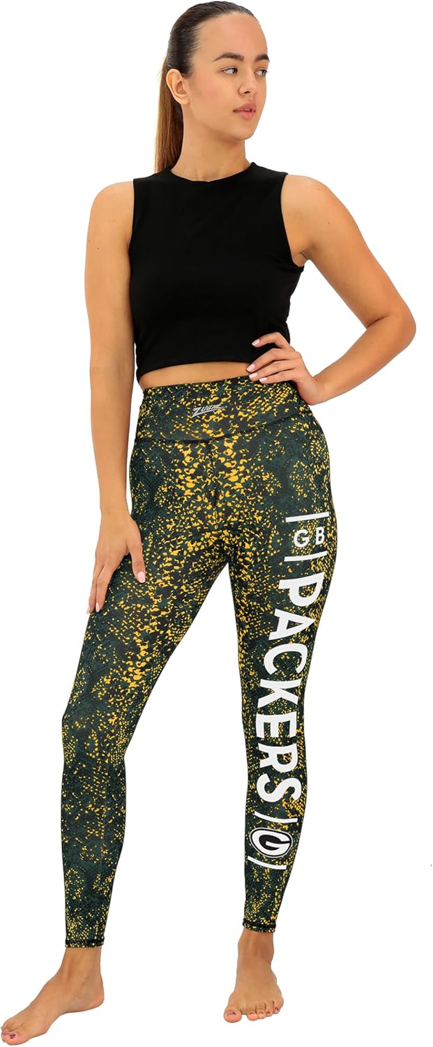 Zubaz NFL Women's Full Length High Waist Powermesh Leggings with Pockets (XS - 3XL)