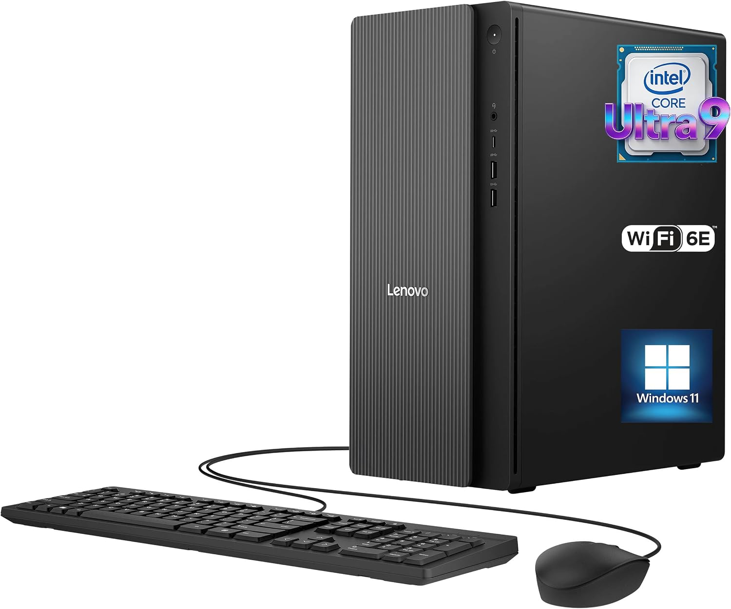 IdeaCentre Tower Desktop Computer • 24-core Intel Ultra 9 285 Processor • 64GB DDR5 • 1TB SSD • Office 365 for The Web • HDMI + VGA, Wi-Fi 6E • Wired Keyboard & Mouse • Windows 11