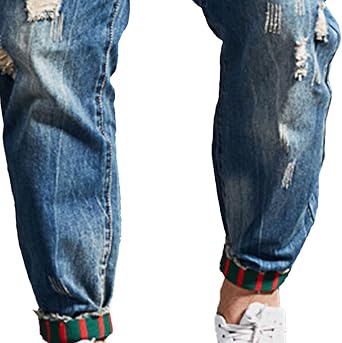 Men's Distressed Skinny Ripped Jeans Stretch Straight Leg Jeggings Casual Cutout Slim Fit Denim Pants