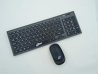 مجموعة كيبورد وماوس لاسلكية رفيعة وصامتة ومقاومة للانسكابات وبمدة تشغيل بطارية طويلة، متوافقة مع ويندوز وماك ولينكس