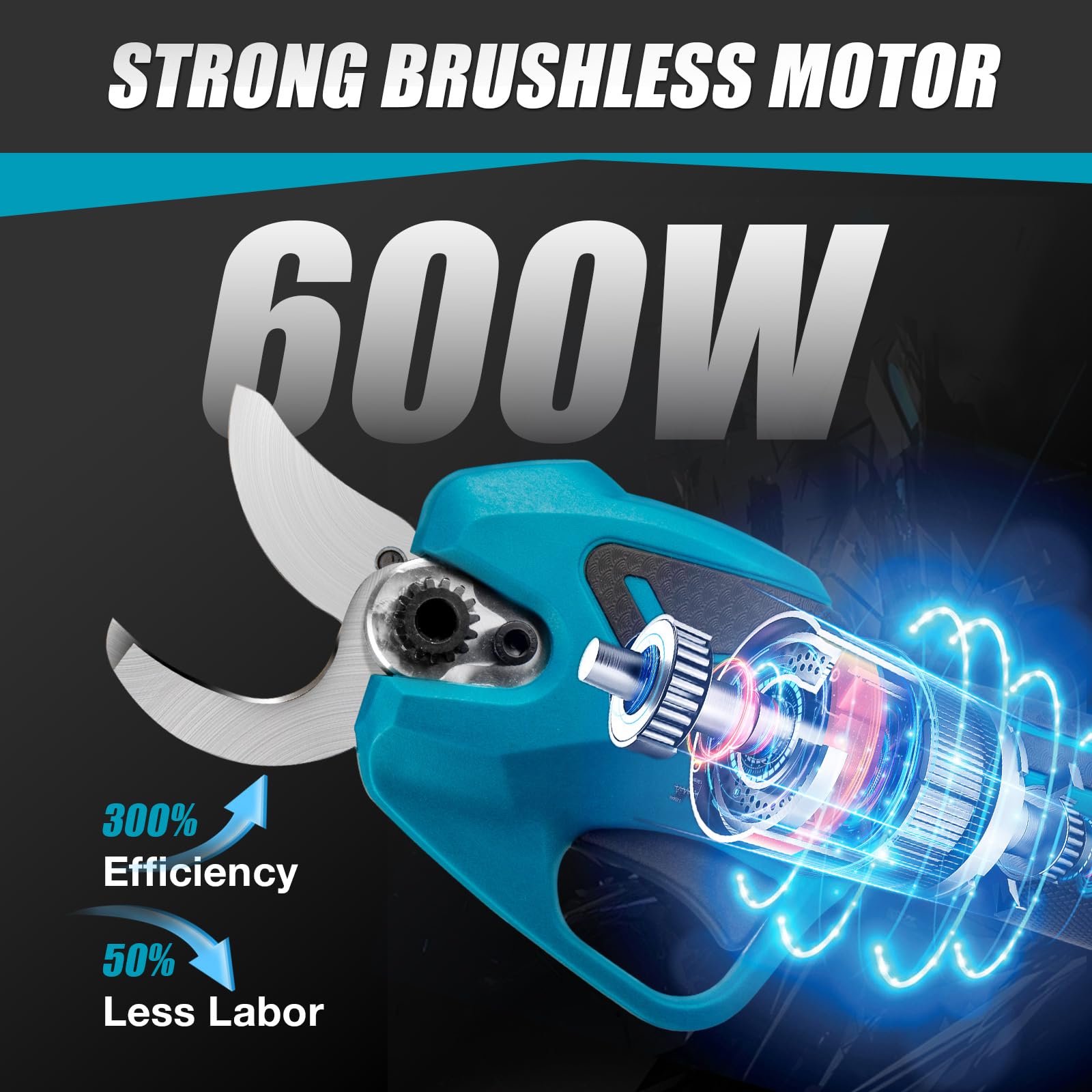 Tijeras de podar eléctricas para Makita con batería de 18 V, 600 W, profesional, 2 baterías de 2000 mAh, sin escobillas, 20-35 mm de diámetro de corte, podómetro