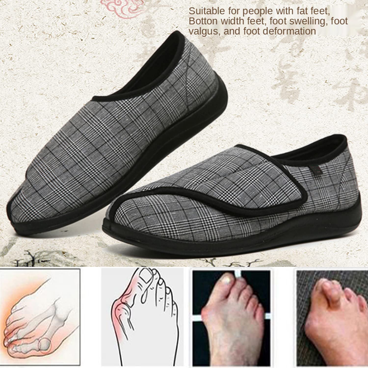 Chaussures Pour Diabétiques Homme - Pieds Gonflés, Respirantes, Réglables, Antidérapantes, Semelle Amortissante
