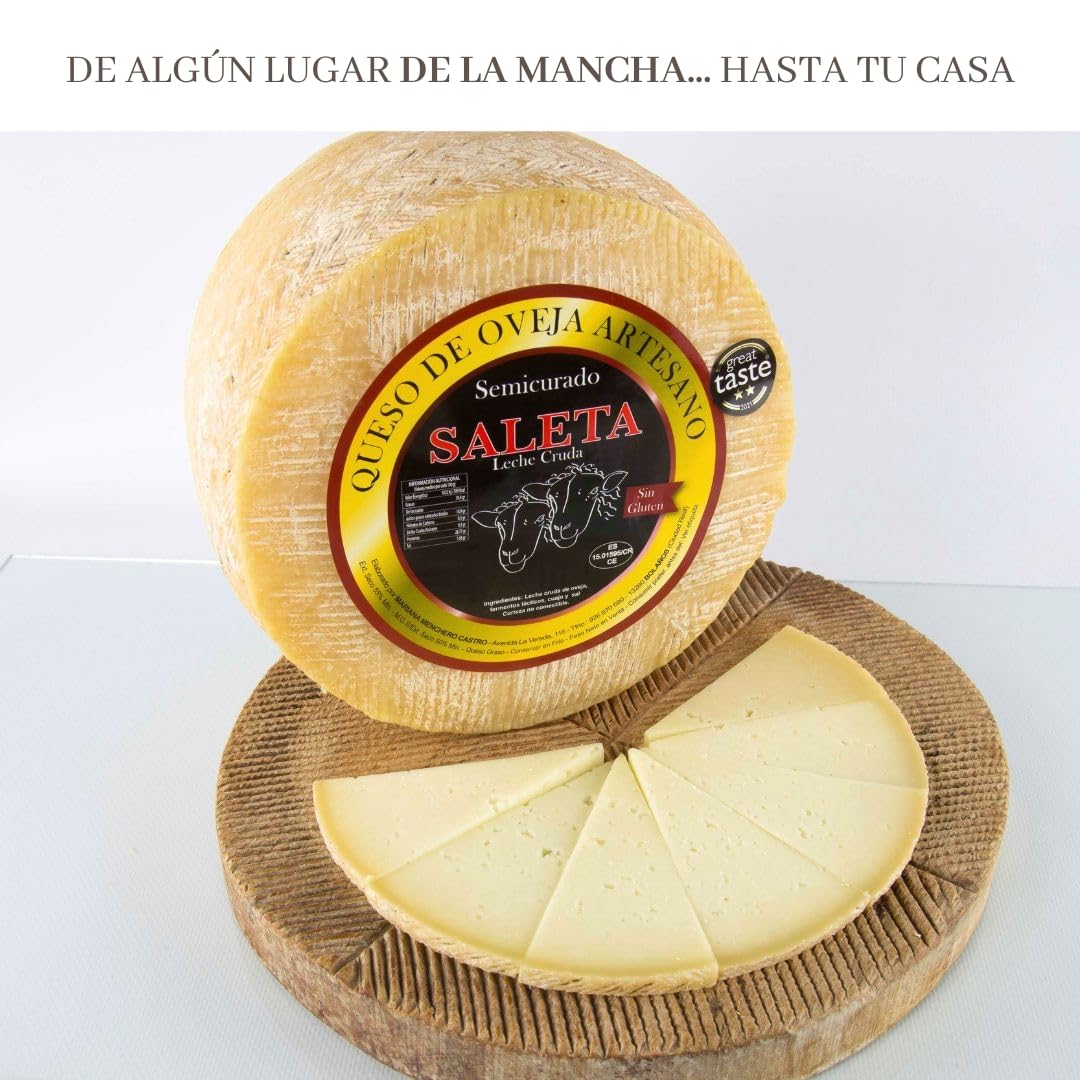SALETA® Queso Semicurado Entero de oveja Gourmet (3 Kg) | Elaboracion Artesana Quesos de La Mancha | Quesos de leche de oveja — view 5