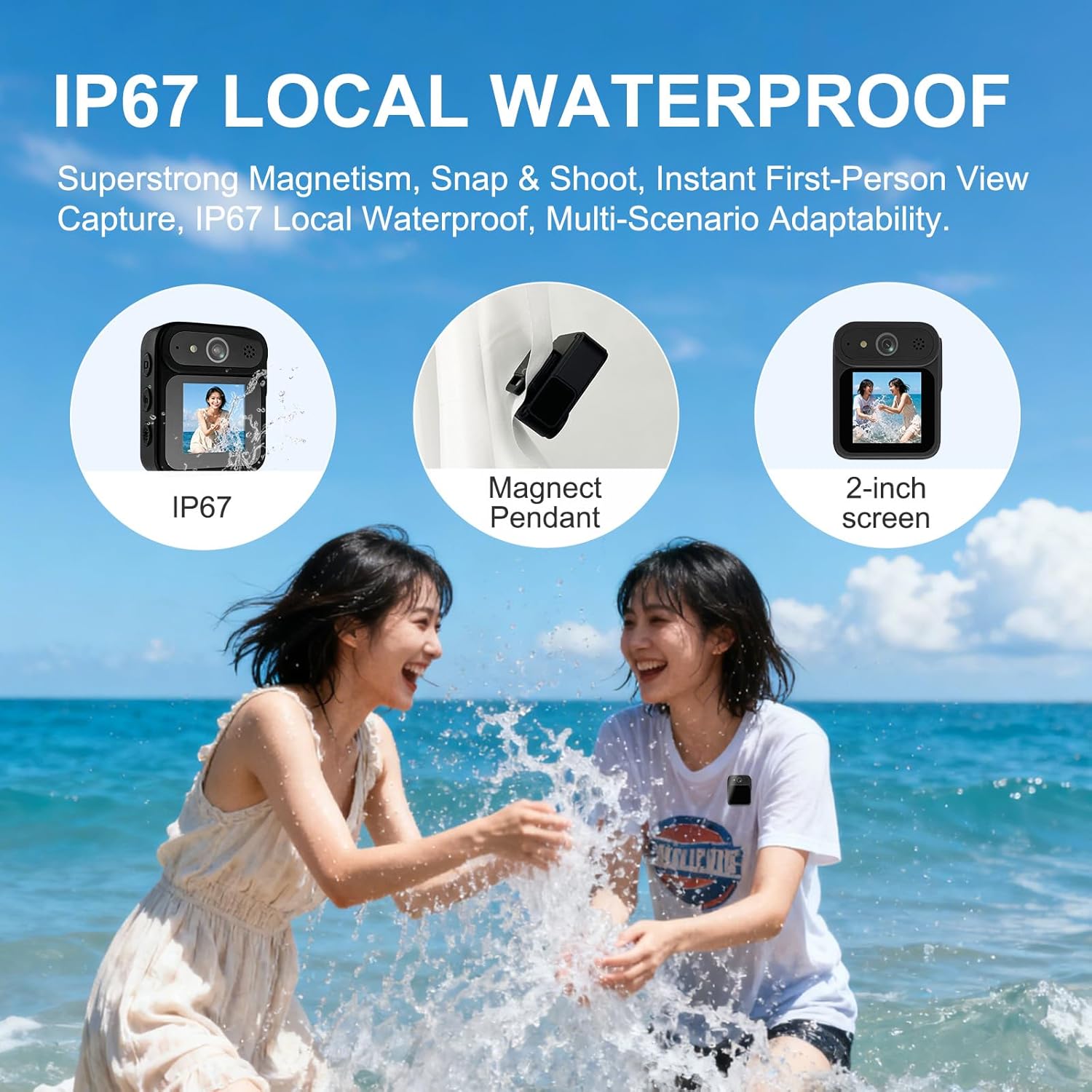 2K Body Cameras with Audio and Video Recording, WiFi Portable Thumb Action Camera, IP65 Waterproof, 8HR Battery, Magnetic POV Camera for Travel, Sports, Work Records, Covert Recording.(64G)