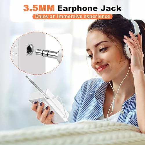 Miniatura 3 de TRELC Radio portátil AM FM, radios de bolsillo con excelente recepción, altavoz y conector para auriculares, mini radios de transistor a pilas con