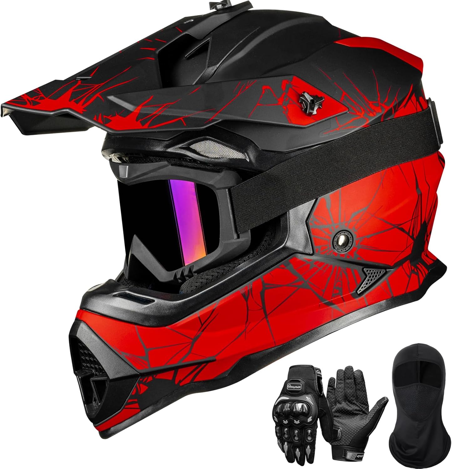 ILM Adult Dirt Bike Helmets Men Women Motocross ATV Off Road Helmet with Goggles Gloves Mask DOT Model WS901