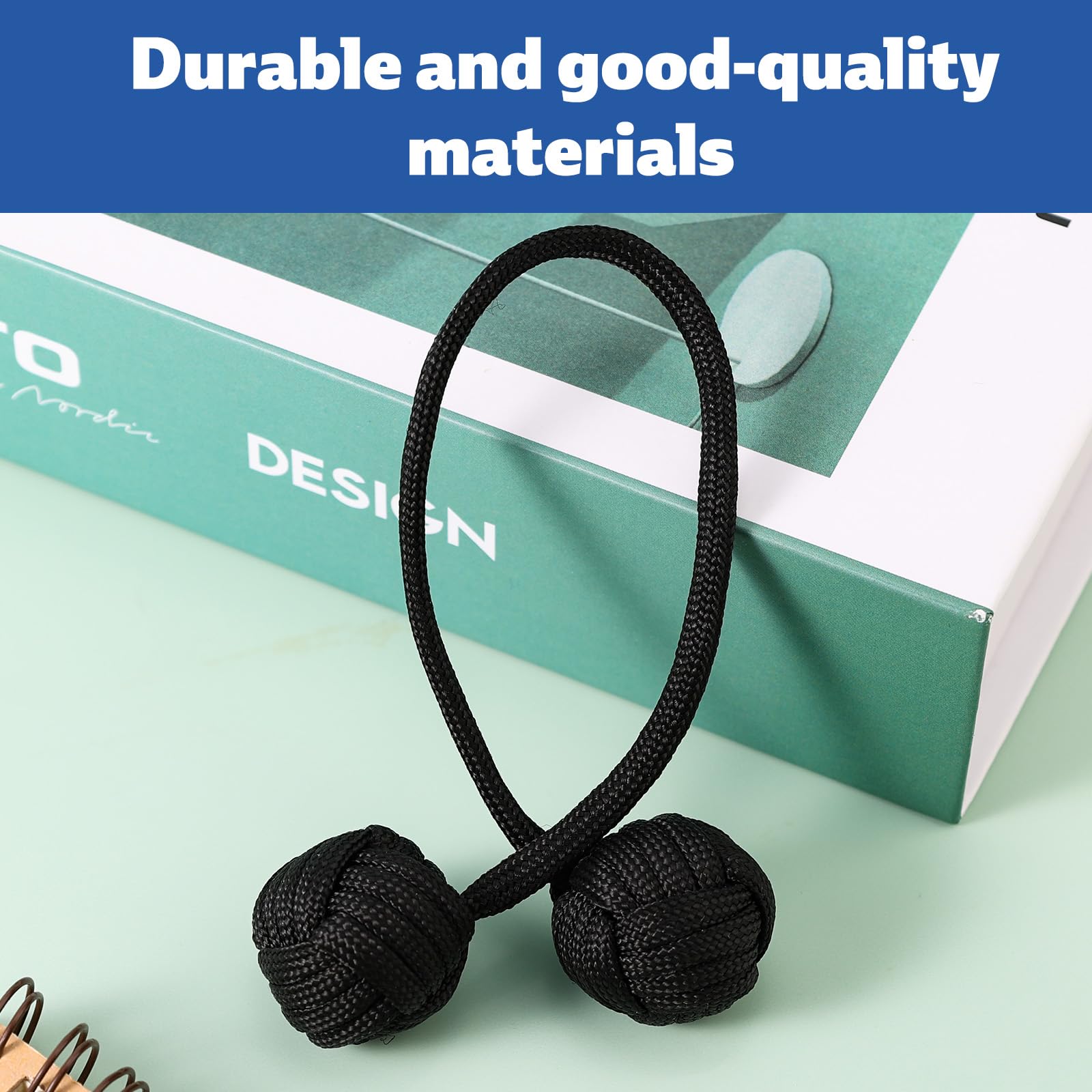 Lyreh Fidget Beads Skill Toys, Portable Worry Beads Fidget with Steel Ball & Nylon Rope for Men Women Teens Hand Exercise (Black) - Image 3