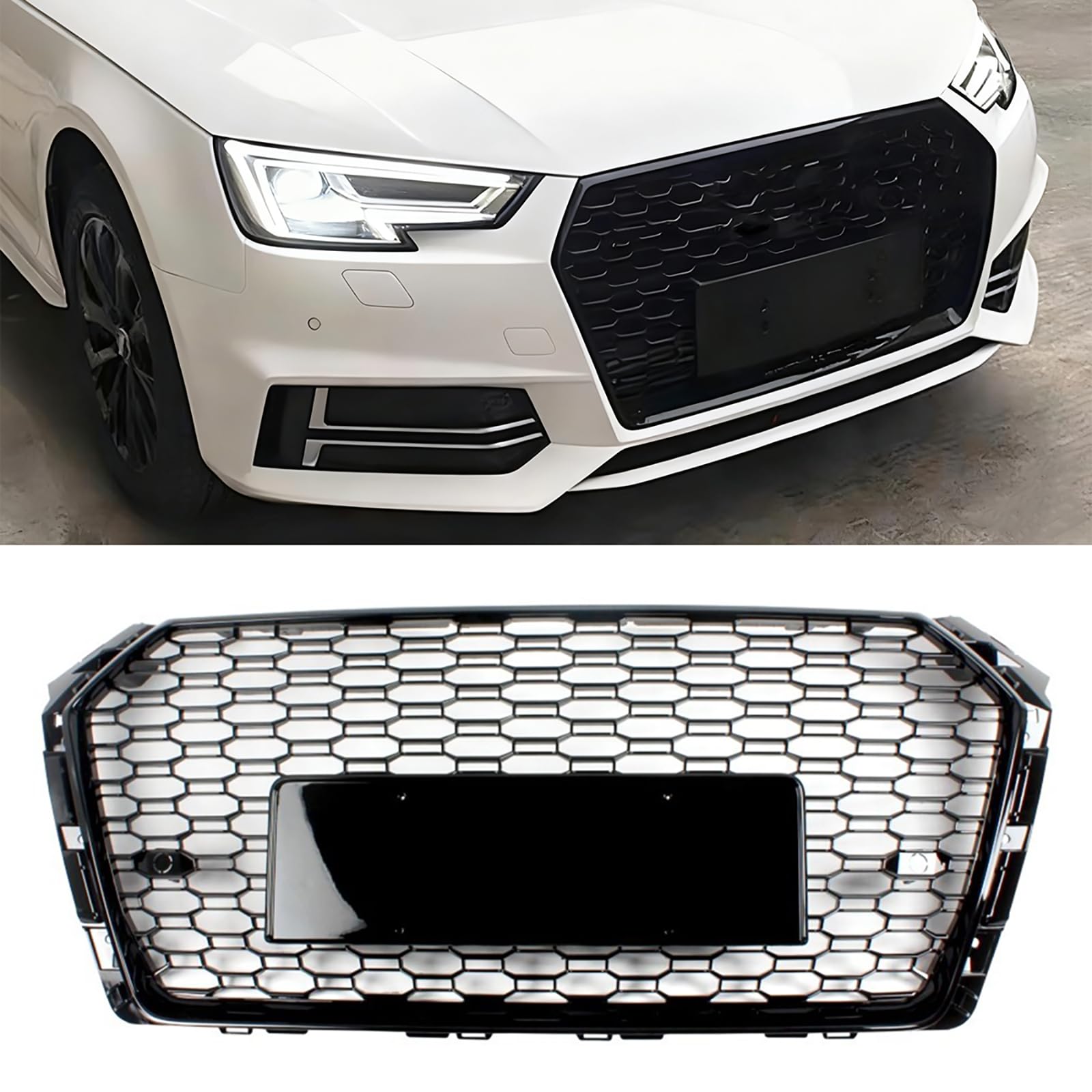 「267」17-18アウディA4/S4 B9RS4ハニカムメッシュグリルブラック Amazon.com: Front Grill Grille Honeycomb Glossy Black RS4 Style