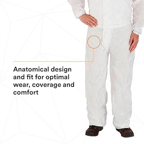 Miniatura 3 de 3M - Overol desechable de protección, paquete a granel de 25 unidades, con capucha con puños de punto, protección contra salpicaduras de líquidos