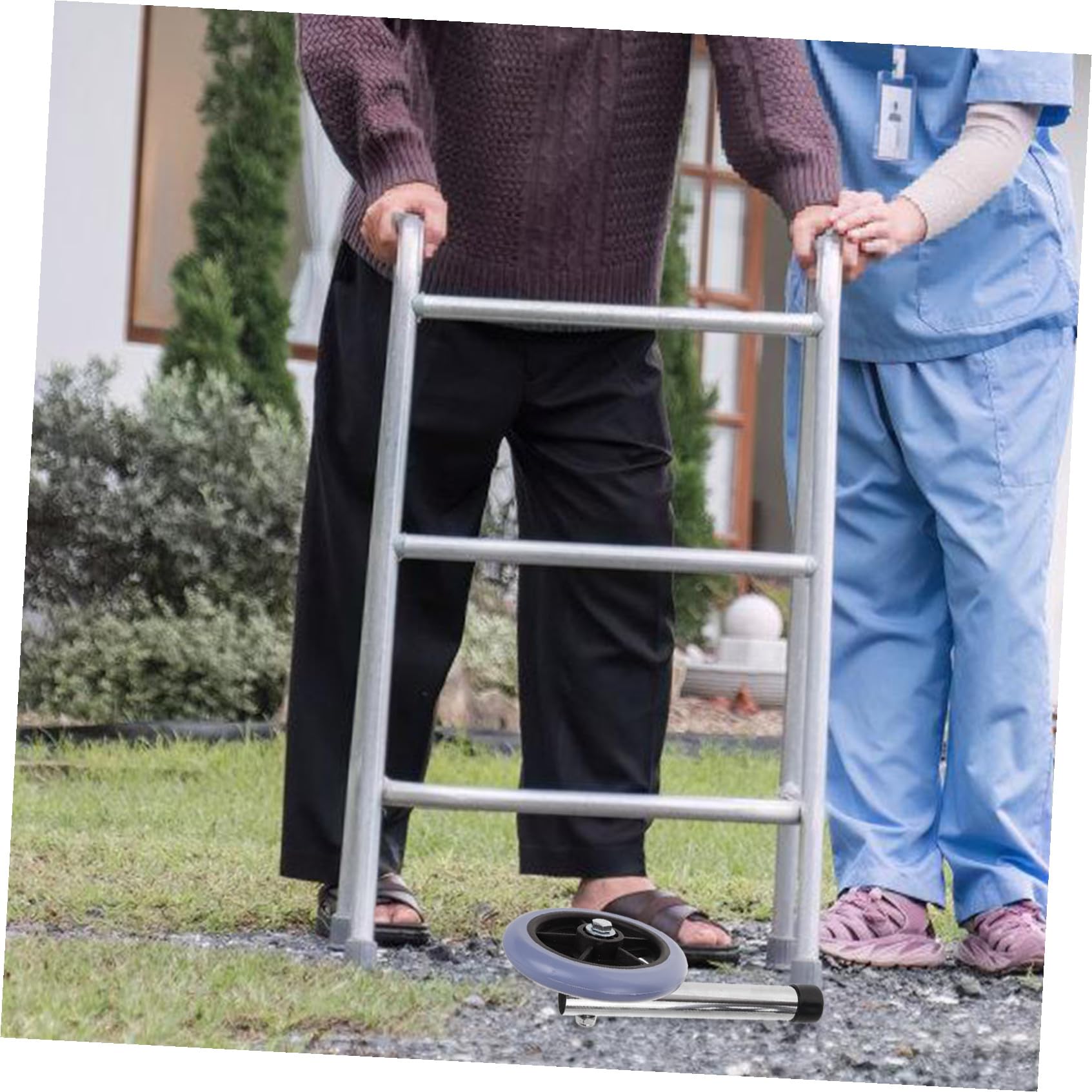 VALICLUD Ruedas de Acero Inoxidable y Goma Delanteras para Andadores de Ancianos Andadores Pequeños Accesorio Resistente y Seguro para Uso en Interiores
