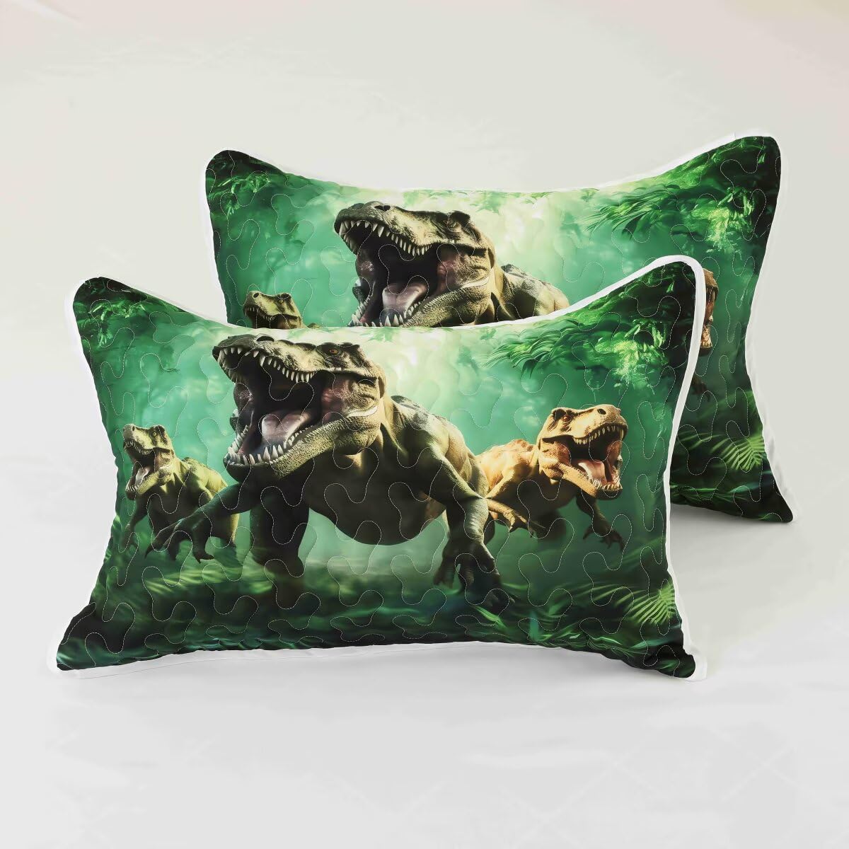 3D Dinosaur Quilt Set Twin for Kids, Green Dino Bedding Set, Lightweight Boys Bed Set Reversible Bedspread Set with 1 Qulit and 1 Pillowcase - Image 8